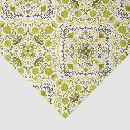 Blumenziegel in grün seidenpapier (Ausschnitt)