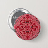Blumenziegel in Rot und Wassermelone in Rosa Button (Vorne & Hinten)