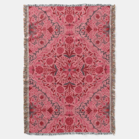 Blumenziegel in Rot und Wassermelone in Rosa Decke (Vorderseite Vertikal)