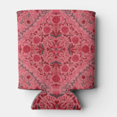 Blumenziegel in Rot und Wassermelone in Rosa Dosenkühler (Rückseite)