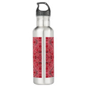 Blumenziegel in Rot und Wassermelone in Rosa Edelstahlflasche (Rückseite)