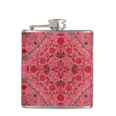 Blumenziegel in Rot und Wassermelone in Rosa Flachmann (Vorderseite)