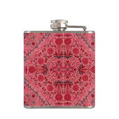 Blumenziegel in Rot und Wassermelone in Rosa Flachmann (Rückseite)