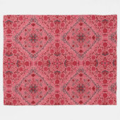 Blumenziegel in Rot und Wassermelone in Rosa Fleecedecke (Vorderseite (Horizontal))