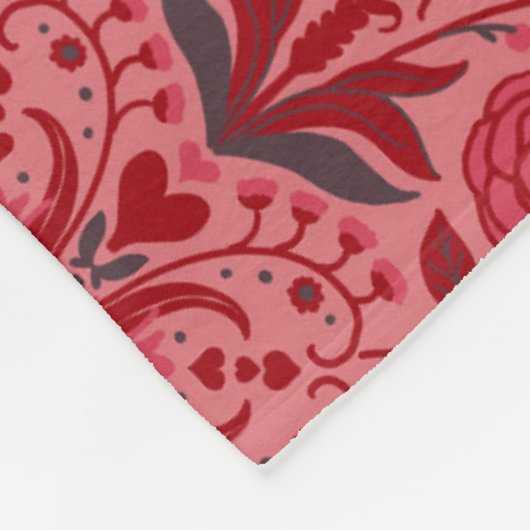 Blumenziegel in Rot und Wassermelone in Rosa Fleecedecke (Ecke)