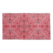 Blumenziegel in Rot und Wassermelone in Rosa Kissenbezug (Rückseite-Links)