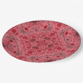 Blumenziegel in Rot und Wassermelone in Rosa Pappteller (Schrägansicht)