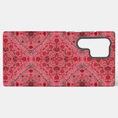 Blumenziegel in Rot und Wassermelone in Rosa Samsung Galaxy Hülle (Rückseite (Horizontal))