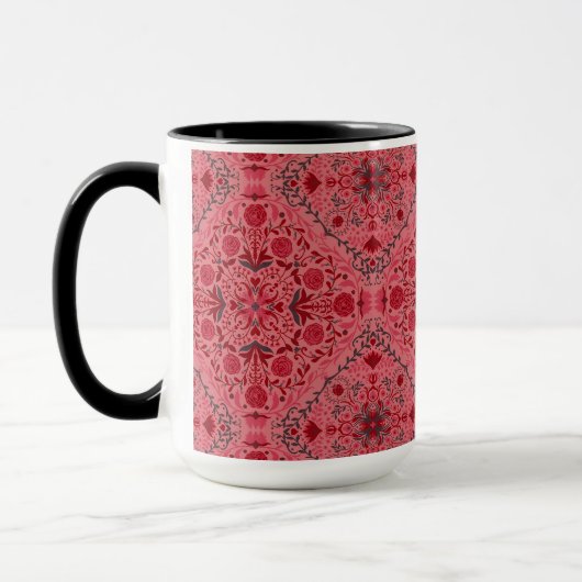 Blumenziegel in Rot und Wassermelone in Rosa Tasse (Links)