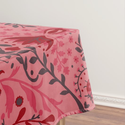 Blumenziegel in Rot und Wassermelone in Rosa Tischdecke (Beispiel)