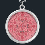 Blumenziegel in Rot und Wassermelone in Rosa Versilberte Kette<br><div class="desc">Handbemalte Blumenziegel,  Blume,  Käfer,  Schmetterlinge</div>