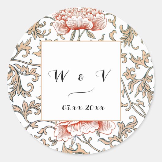 Blumenzierdrucke von Owen Jones Runder Aufkleber (Vorderseite)
