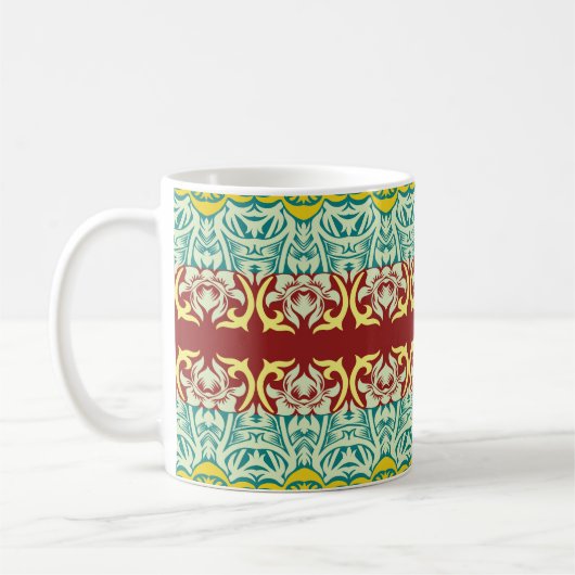 Blumenzierkunst: Nahtloses Vintages Design Kaffeetasse (Links)