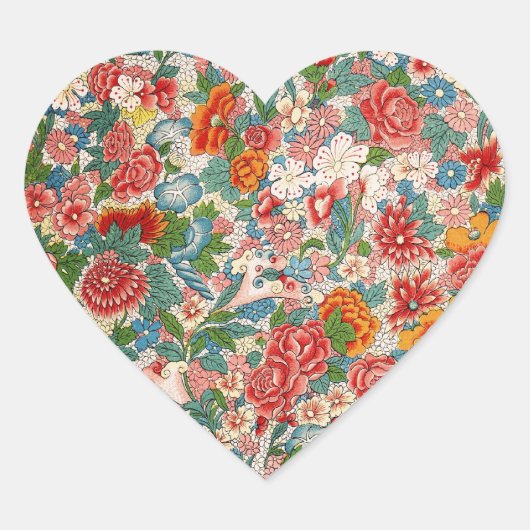 Blumenziersticker Herz-Aufkleber (Vorderseite)