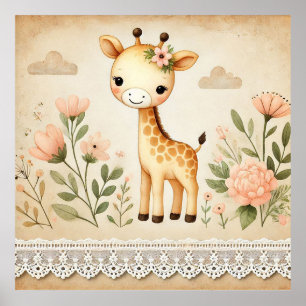 Blumenzimmer für Baby-Giraffen Poster