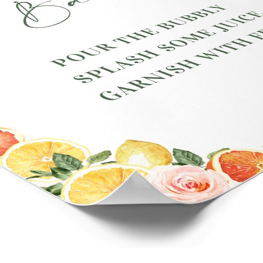 Blumenzitrus-Brautparty Mimosa-Zeichen Poster (Ecke)