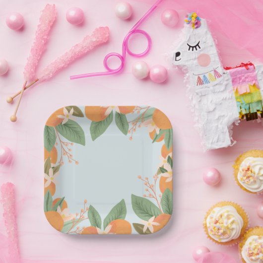 Blumenzitrus-Brautparty Papier Teller (Party)