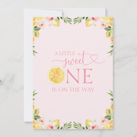 Blumenzitrus Eine kleine süße Dusche für ein Baby Einladung (Rückseite)