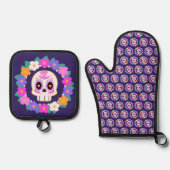 Blumenzucker-Blume Ofenhandschuh & Topflappen-Set (Vorderseite)