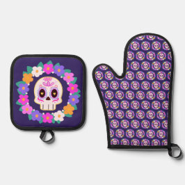 Blumenzucker-Blume Ofenhandschuh & Topflappen-Set