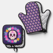 Blumenzucker-Blume Ofenhandschuh & Topflappen-Set (Vorderseite/Rückseite)