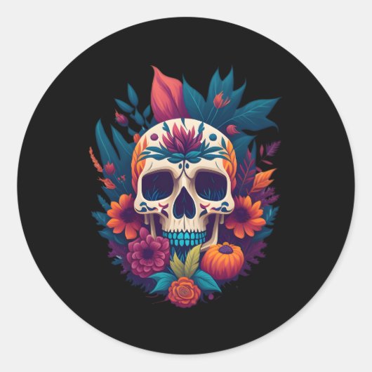 Blumenzucker Blume Tulip Rose Halloween Cot Runder Aufkleber (Vorderseite)