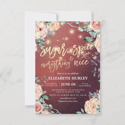 Blumenzucker & Gewürze & Alles Nette Babydusche Einladung (Vorderseite)