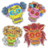 Blumenzuckerschädel Aufkleber (Vorderseite)