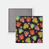 Blumenzuckerschädel Magnet (Vorderseite/Rückseite)