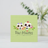 Blumenzuckerskulls Dia de Muertos Einladung (Stehend Vorderseite)