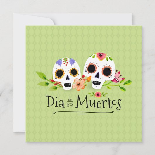 Blumenzuckerskulls Dia de Muertos Einladung (Vorderseite)