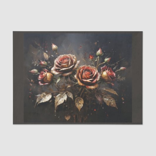 Blumenzusammensetzung der HerbstRose - Seidenpapier (Vorderseite)