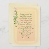 Blumenzweig auf zarter gelber Hochzeitsfeier Einladung (Vorne/Hinten)