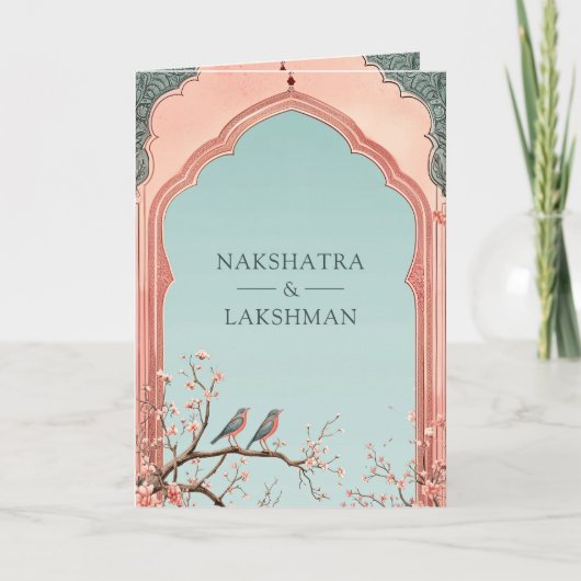 Blumenzweig Romantisches indisches Hochzeitssemble Einladung (Vorderseite)