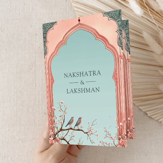 Blumenzweig Romantisches indisches Hochzeitssemble Einladung