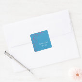 Blumenzweig - Save the Date Labels (blau) Quadratischer Aufkleber (Umschlag)
