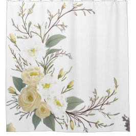 Blumenzweige Blätter Aquarellkunst Duschvorhang