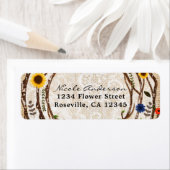 Blumenzweige Burlap- und Spitzen-Adressetiketten (Insitu)