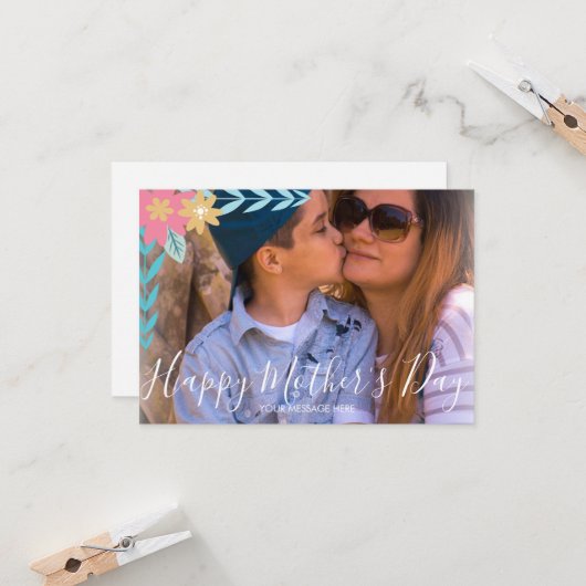 Blumenzweige Greenery Happy Mother Day Card Karte (Vorderseite/Rückseite Beispiel)