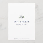 Blumenzwiebelblauer Glitzer Hochzeitsdetails Begleitkarte (Rückseite)