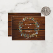 Blumenzwiebelblauer Leaf Hochzeitsdesign Mitteilungskarte (Vorderseite/Rückseite Beispiel)