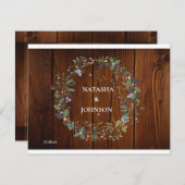 Blumenzwiebelblauer Leaf Hochzeitsdesign Mitteilungskarte (Vorne/Hinten)