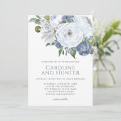 Blumenzwiebelblauer und weißer Wasserfarben Einladung (Stehend Vorderseite)