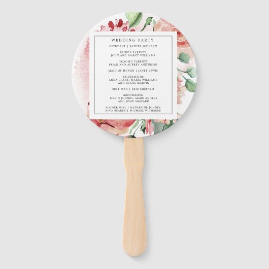 Blumenzwiebelblut-Hochzeitsprogramm Hand Fan Fächer (Rückseite)