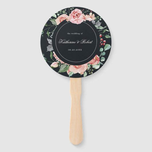 Blumenzwiebelblut-Hochzeitsprogramm Hand Fan Fächer (Vorderseite)