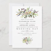 Blumenzwiebelblütenhochzeit in Weiß und Grün Einladung (Vorderseite)