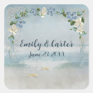 Blumenzwiebelbogen mit Nautical Net Quadratischer Aufkleber