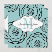 Blumenzwiebeleinladungen Monogram Blue Einladung (Vorne/Hinten)