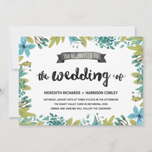 Blumenzwiebelhochzeit im Garten Einladung (Vorderseite)