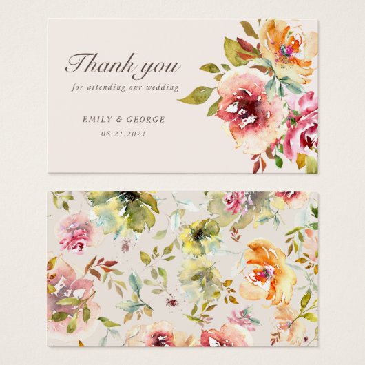 Blumenzwiebelhochzeit im Sommer Dankeschön Karte (Vorne & Hinten)